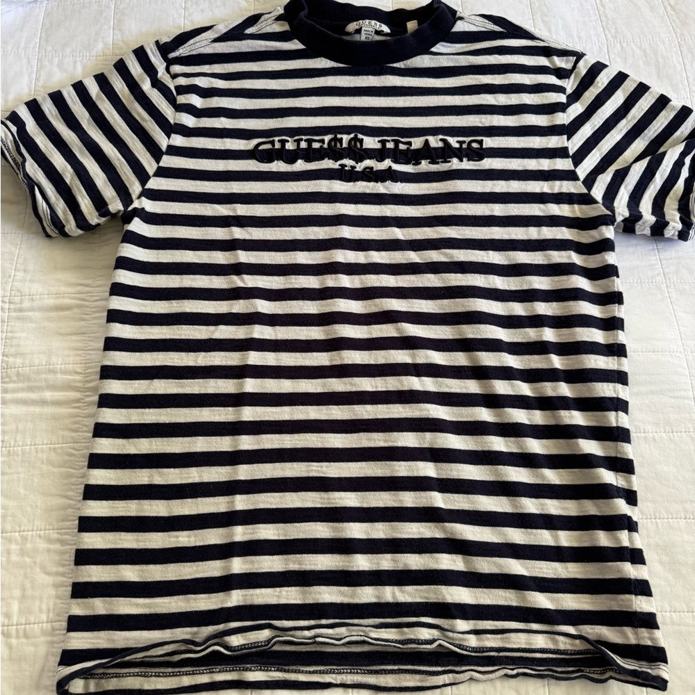 Guess x ASAP Rocky Navy and White Striped Tee